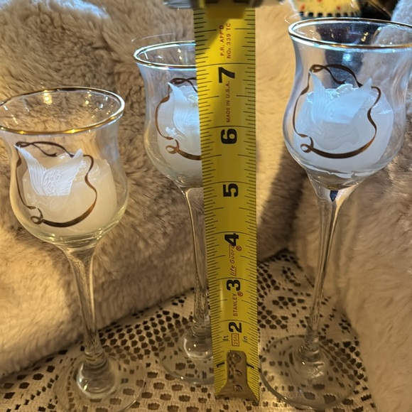 LE Smith Trio set of votive/ sherry holders - flying dove design w/gold accents - Picture 6 of 7
